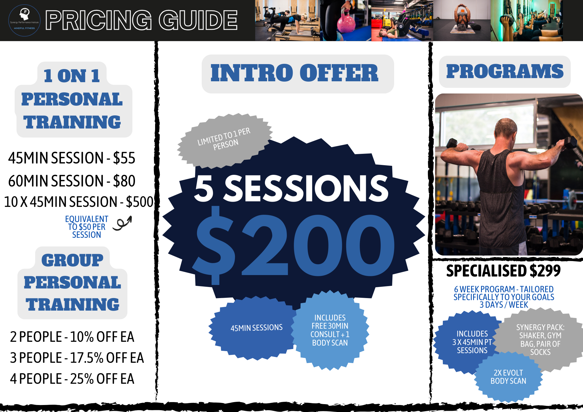 Personal Trainer and Workout Program pricing