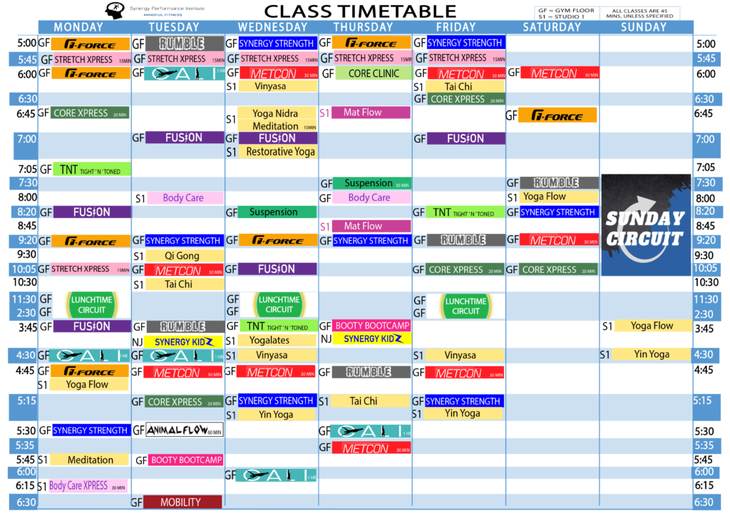 Gym Class Group Fitness Timetable Forest Glen